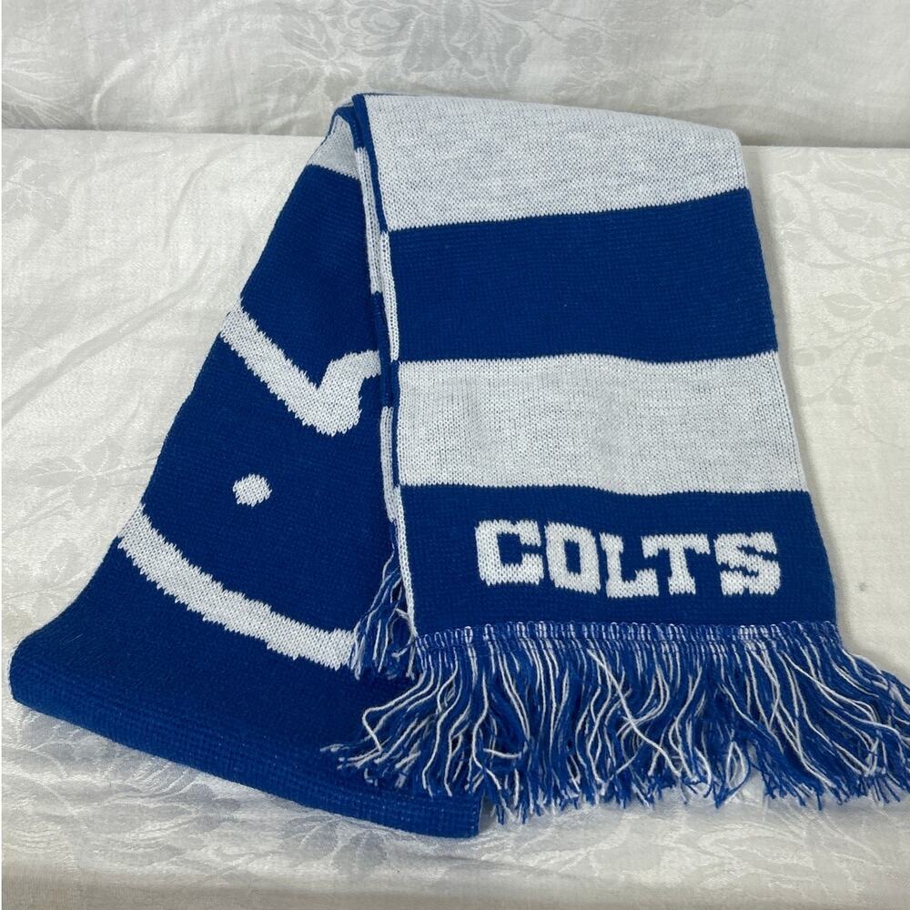 Indianapolis Colts Scarf Football Indiana NFL HorseShoe Blue White Fringe Winter